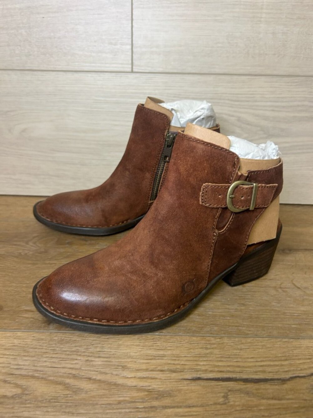 B.O.C. Womens Magrit Leather Almond Ankle Toe Fashion Boots Rust 6M - Picture 3 of 6